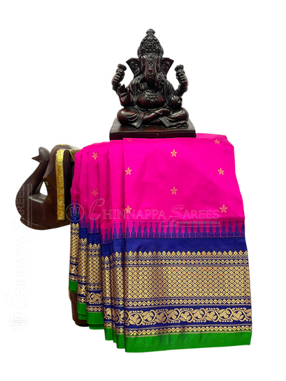 Rani Pink Pure Silk Saree | Navratri Exclusive