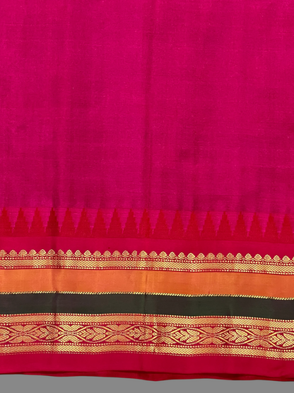 Gap Border Checks Brown Pure Silk Saree
