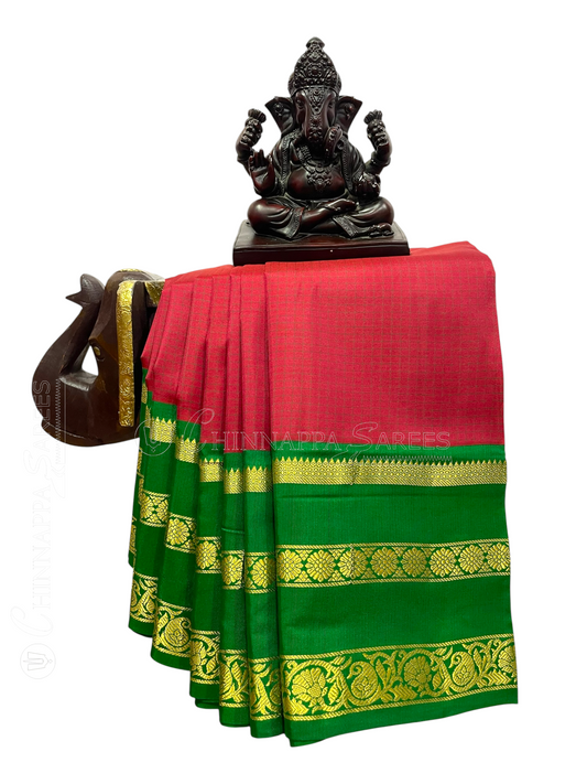 Crimson Red Pure Silk Saree | Navratri Exclusive