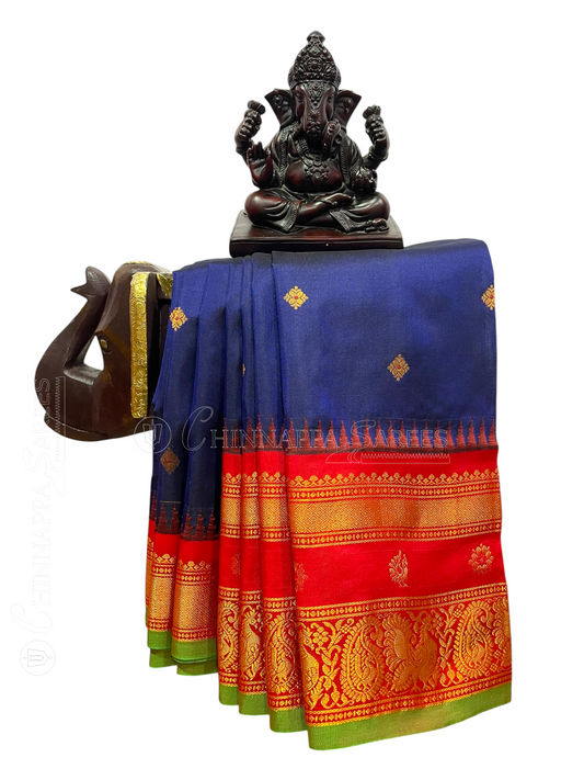 Royal Blue Pure Silk Saree | Navratri Exclusive