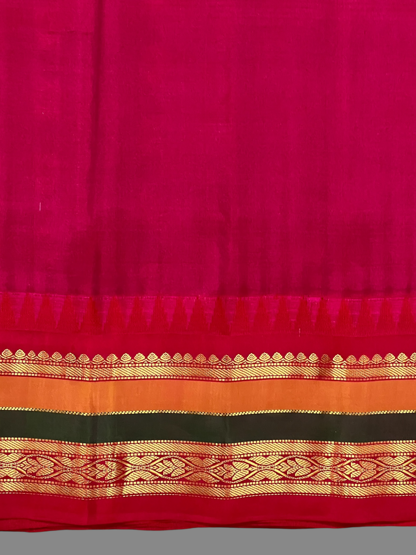 Gap Border Checks Peacock Green Pure Silk Saree