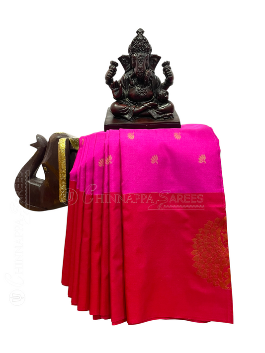 Rani Pink Pure Silk Saree | Navratri Exclusive