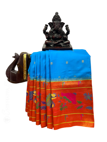 Sky Blue Meenakari Pure Silk Saree | Diwali Exclusive