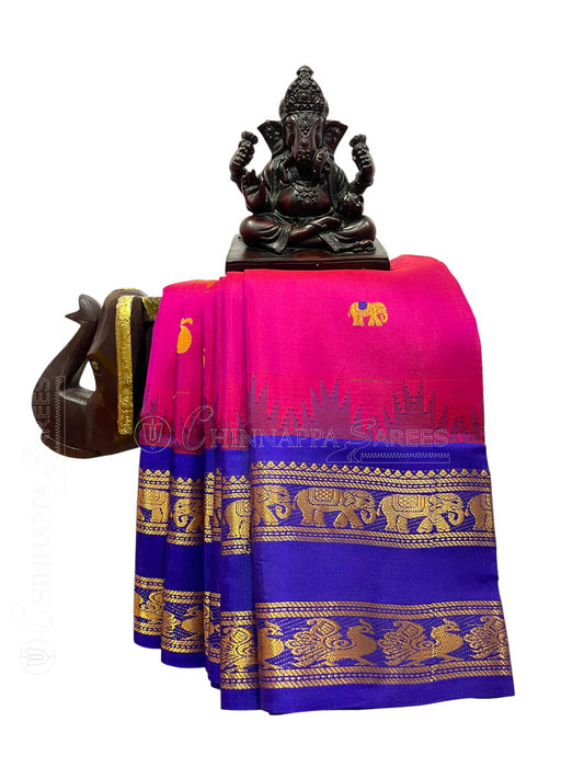 Bright Pink Pure Silk Saree | Diwali Exclusive