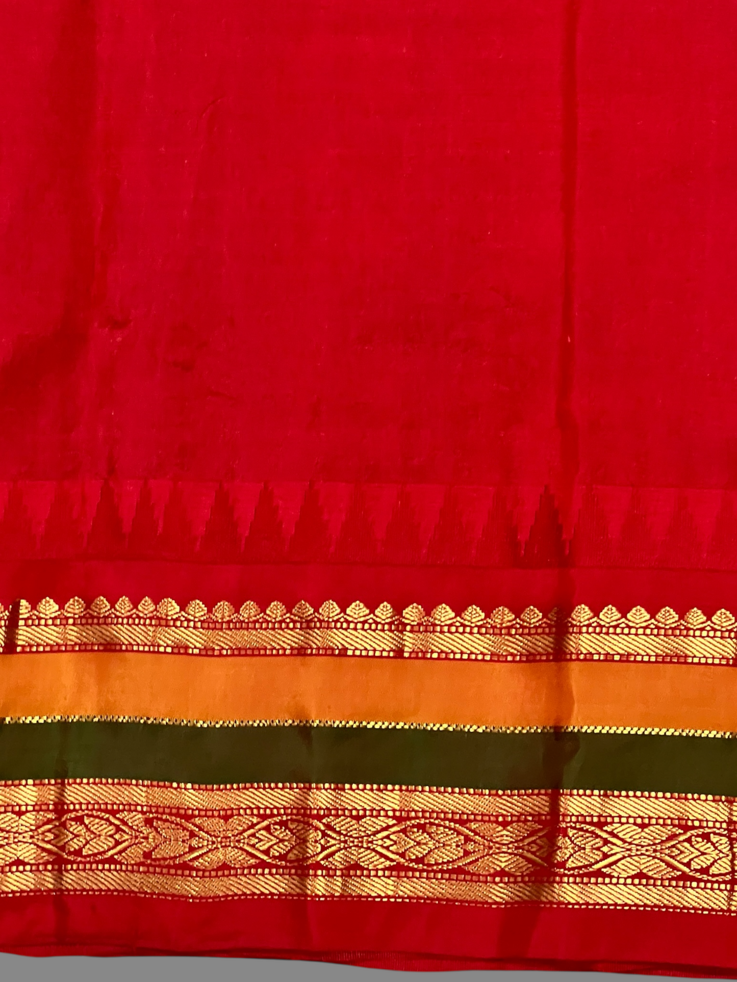 Gap Border Checks Dull Green Pure Silk Saree