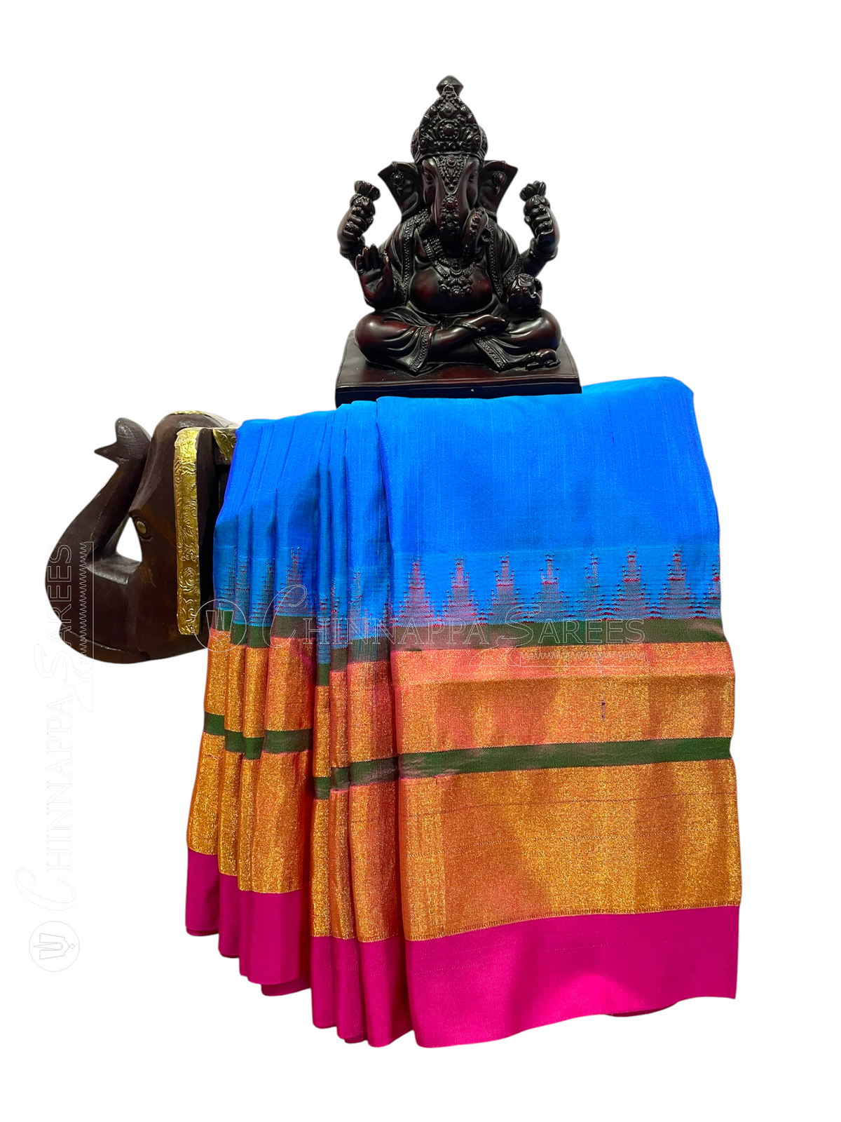 Azure Blue Pure Silk Saree | Navratri Exclusive