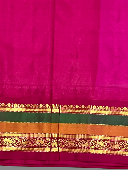 Gap Border Checks Half White Pure Silk Saree
