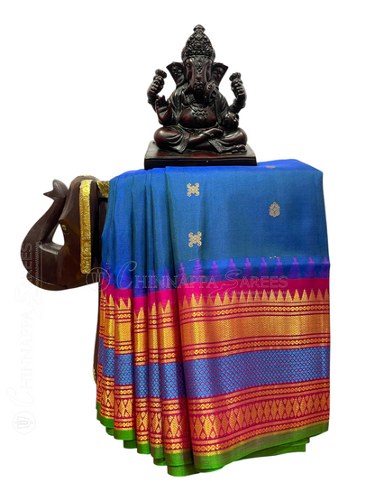 Sapphire Blue Pure Silk Saree | Diwali Exclusive