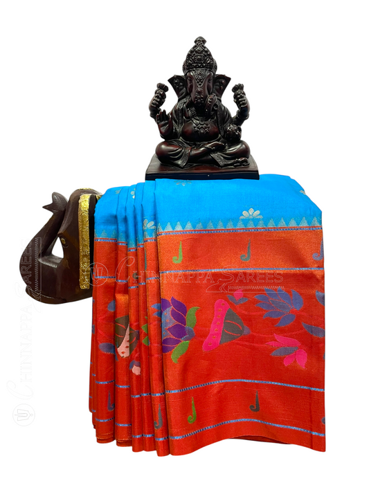 Sky Blue Paithani Pure Silk Saree | Diwali  Exclusive
