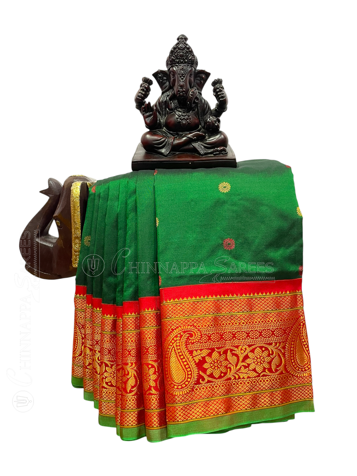 Emerald Green Pure Silk Saree | Diwali Exclusive