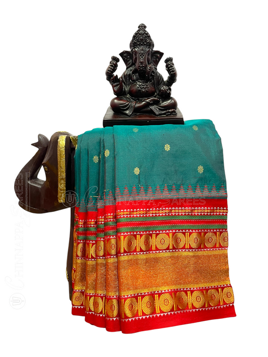 Peacock Teal Pure Silk Saree | Diwali Exclusive
