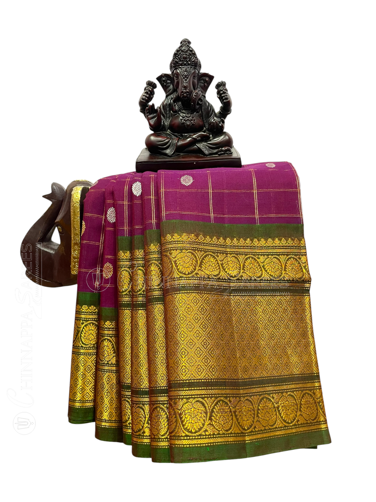 Deep Magenta Sico Cotton Saree | Diwali Exclusive