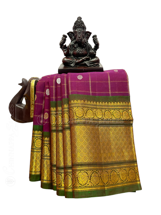 Deep Magenta Sico Cotton Saree | Diwali Exclusive