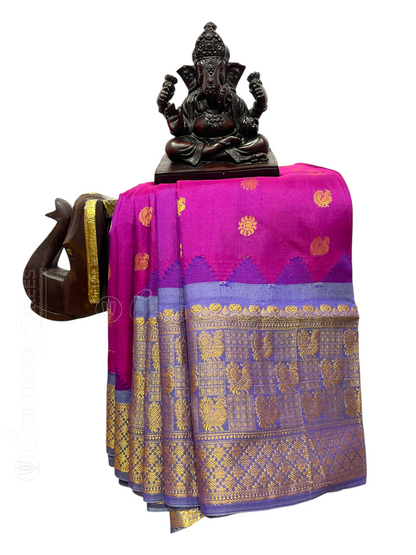 Magenta Pink Pure Silk Saree | Diwali Exclusive