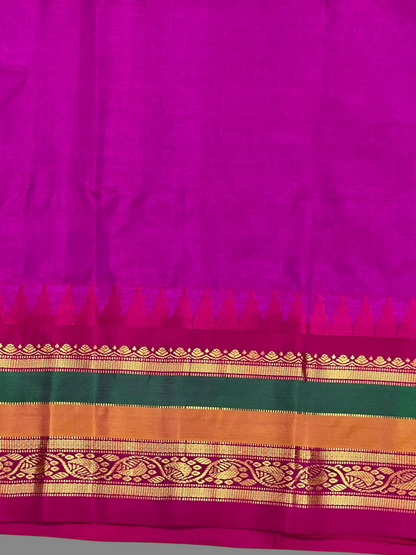 Gap Border Checks Light Pista Green Pure Silk saree