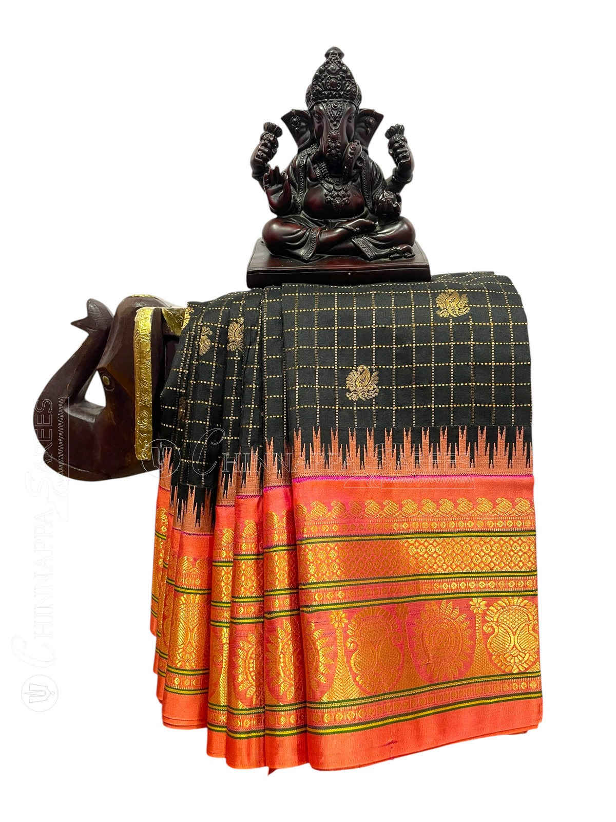 Classic Black Pure Silk Saree | Diwali Exclusive