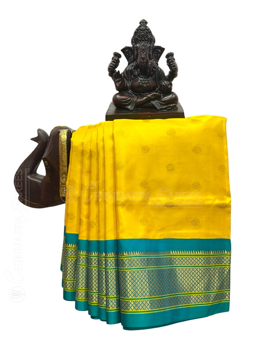 Canary Yellow Pure Silk Saree | Diwali Exclusive