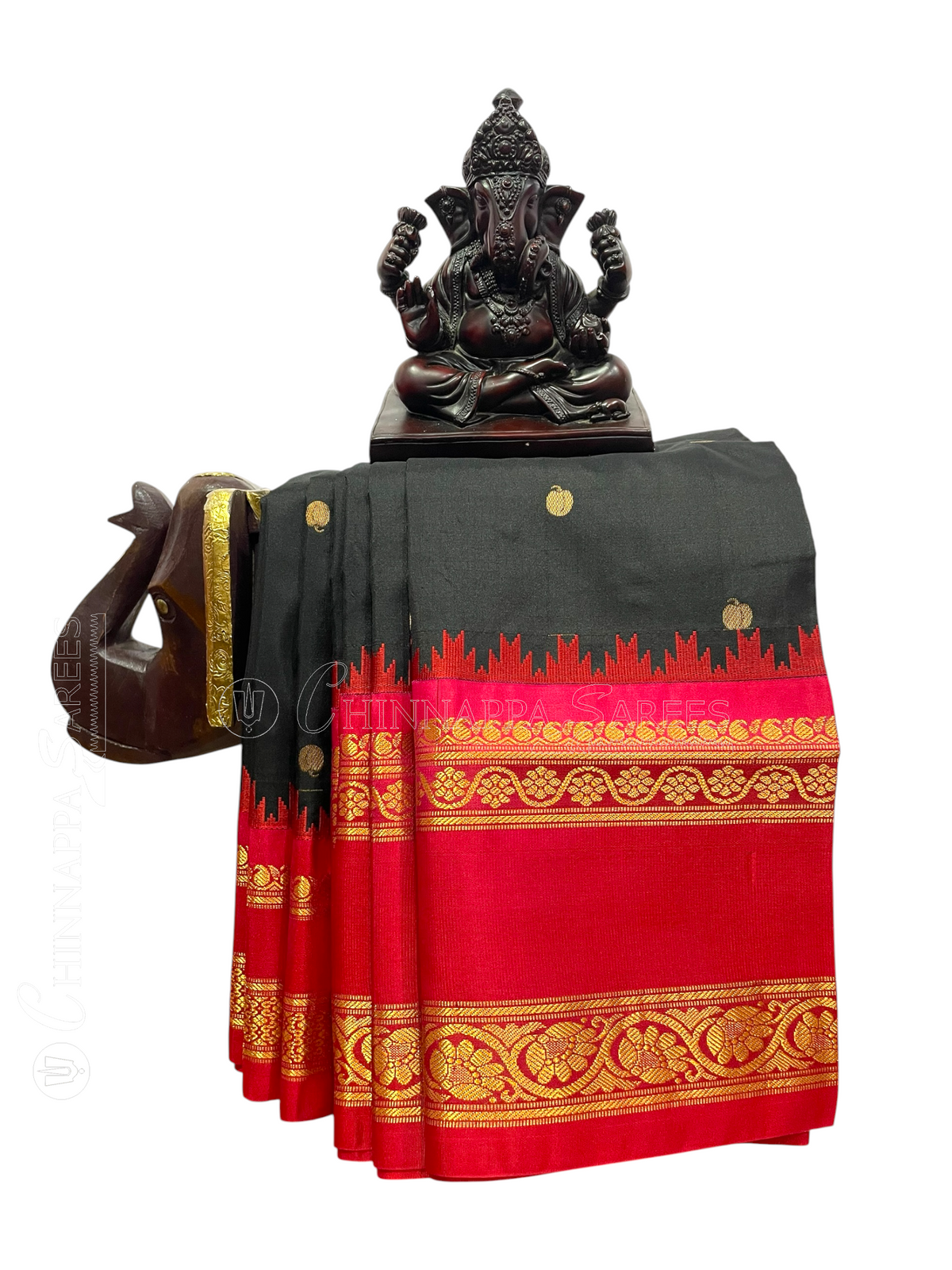 Rich Black Pure Silk Saree | Diwali Exclusive