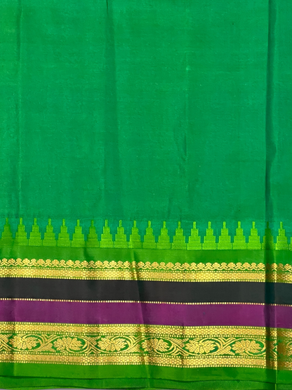 Gadwal Border Checks Orange Pure Silk Saree