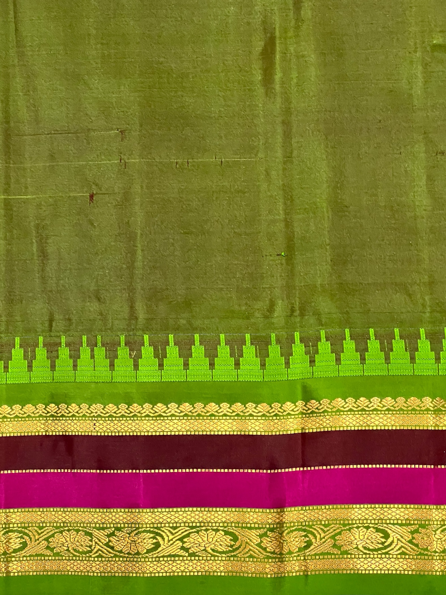 Gap Border Checks Red Orange Pure Silk Saree