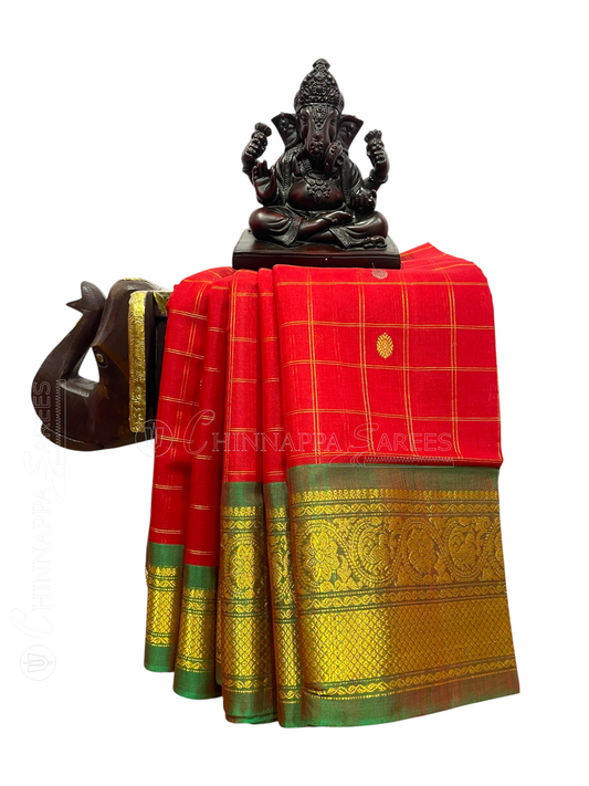 Sico Gadwal Dark Red Sarees | Diwali Exclusive