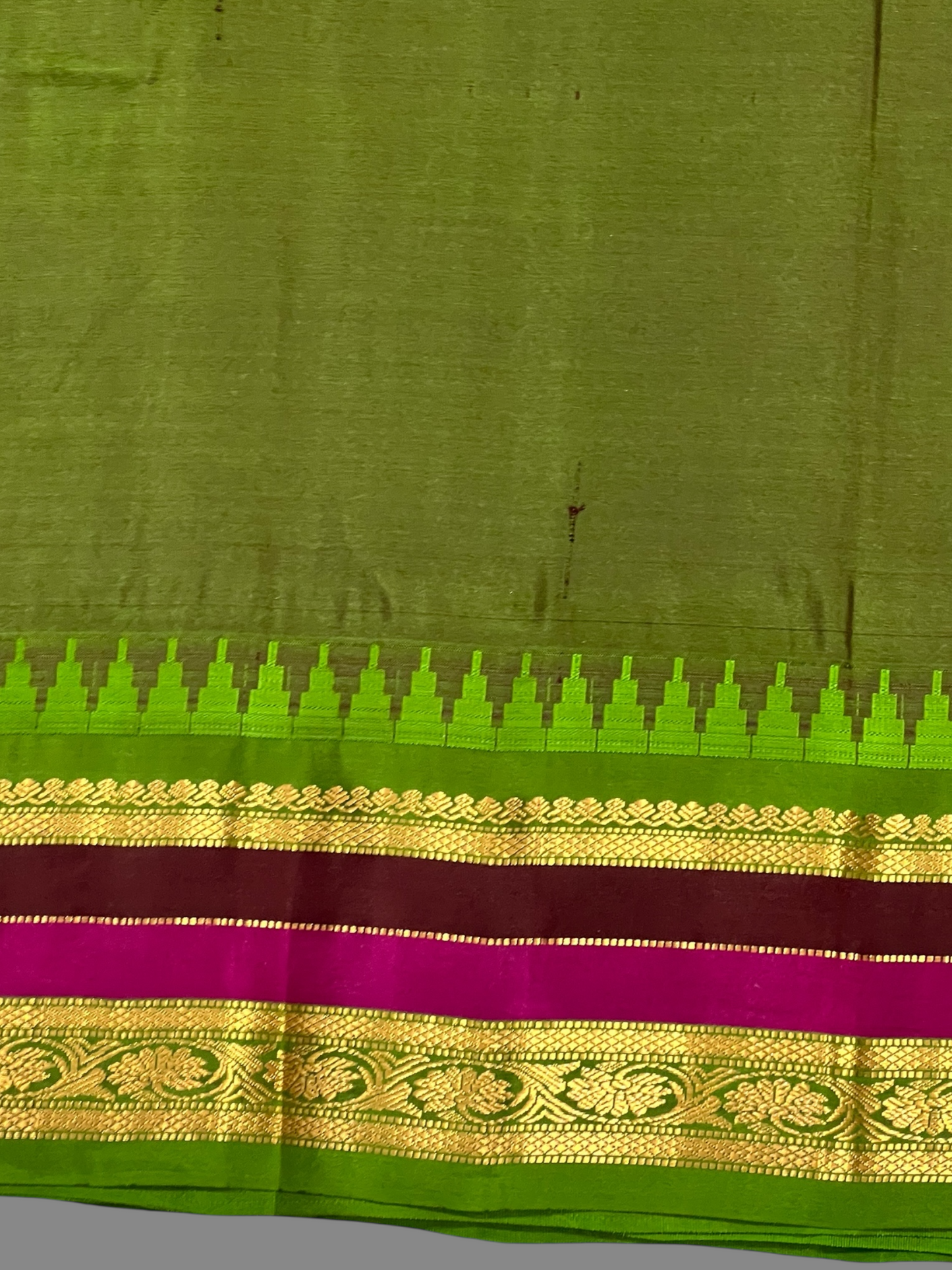 Gap Border Checks Red Brown Pure Silk Saree