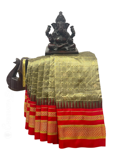 Metallic Steel Grey Pure Silk Saree | Diwali Exclusive