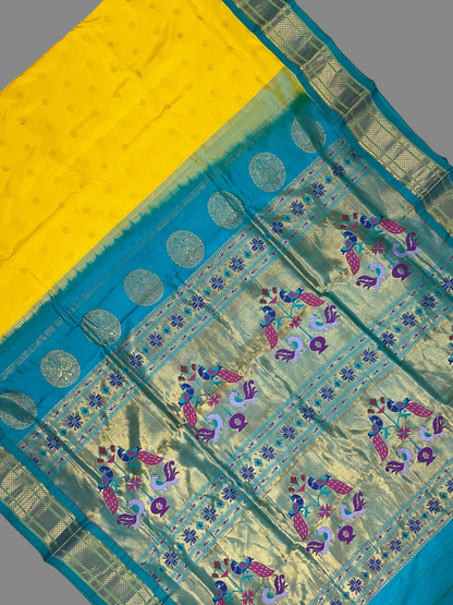 Canary Yellow Pure Silk Saree | Diwali Exclusive