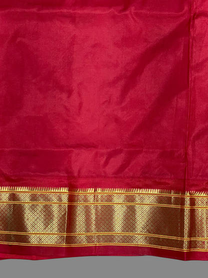 Matte Black & Crimson Red Pure Silk Saree | Diwali Exclusive