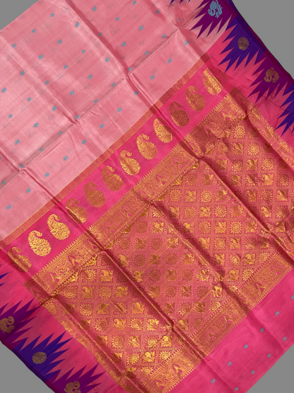 Rose Pink Pure Silk Saree | Diwali Exclusive