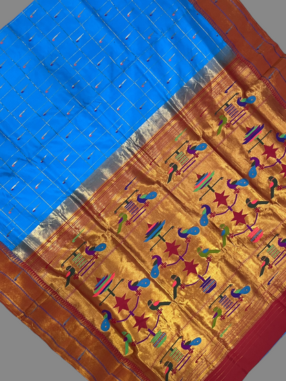 Ananda Blue Pure Silk Saree | Navratri Exclusive
