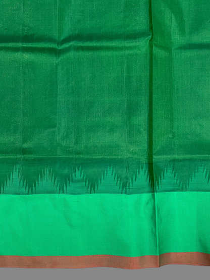 Pristine Off-White & Emerald Green Pure Silk Saree | Diwali Exclusive
