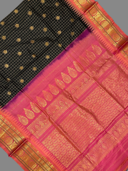 Classic Black Pure Silk Saree | Diwali Exclusive