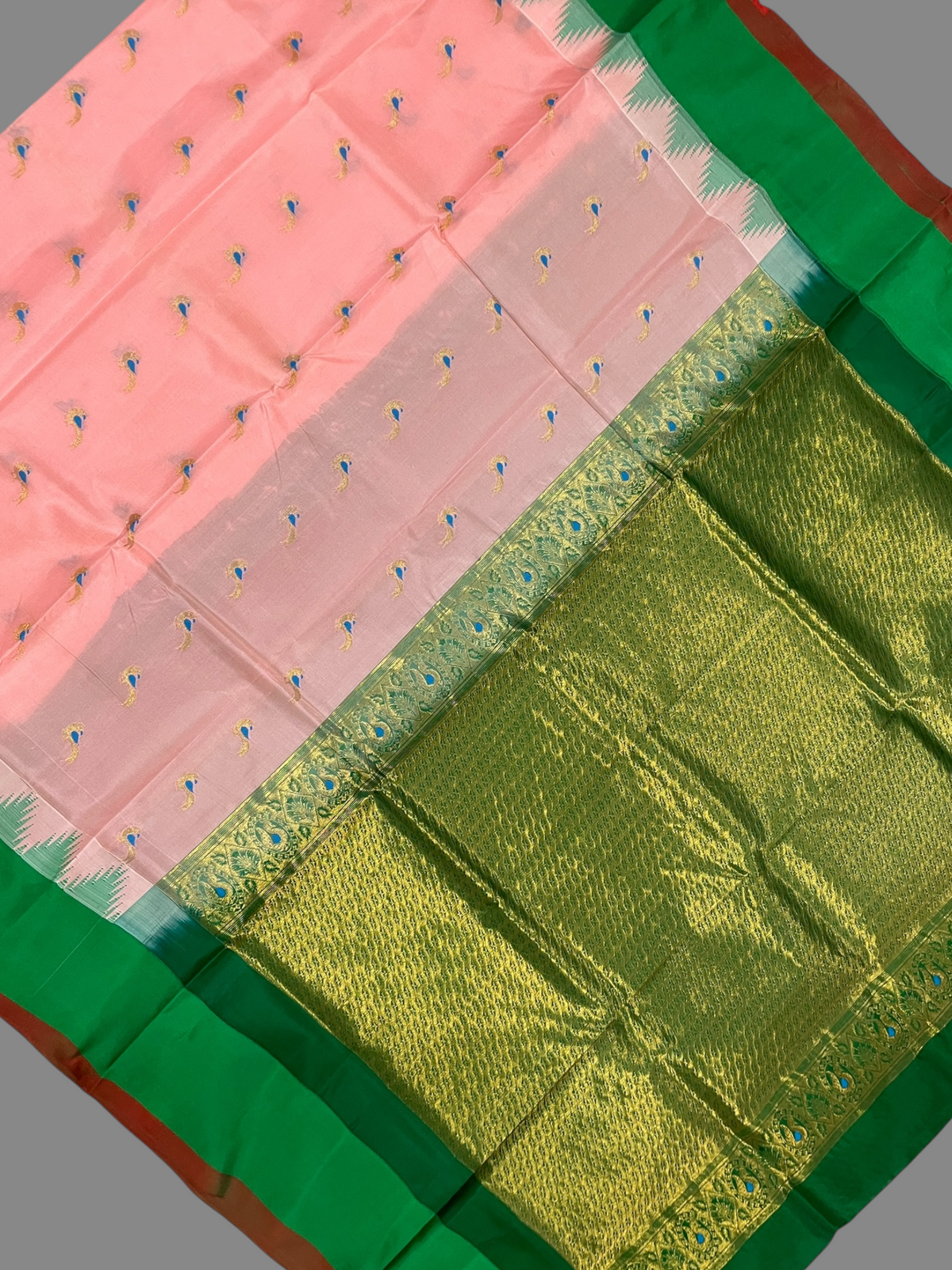 Peach Pink Pure Silk Saree | Navratri Exclusive