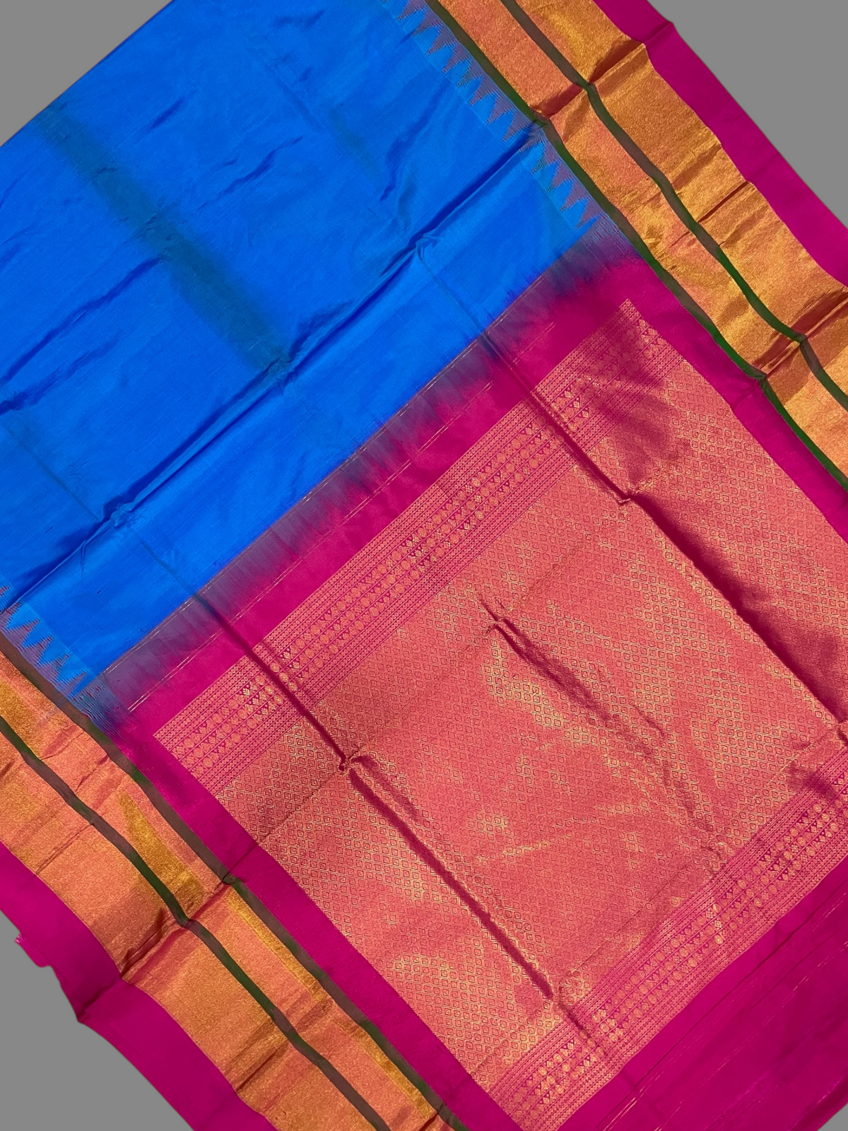 Azure Blue Pure Silk Saree | Navratri Exclusive