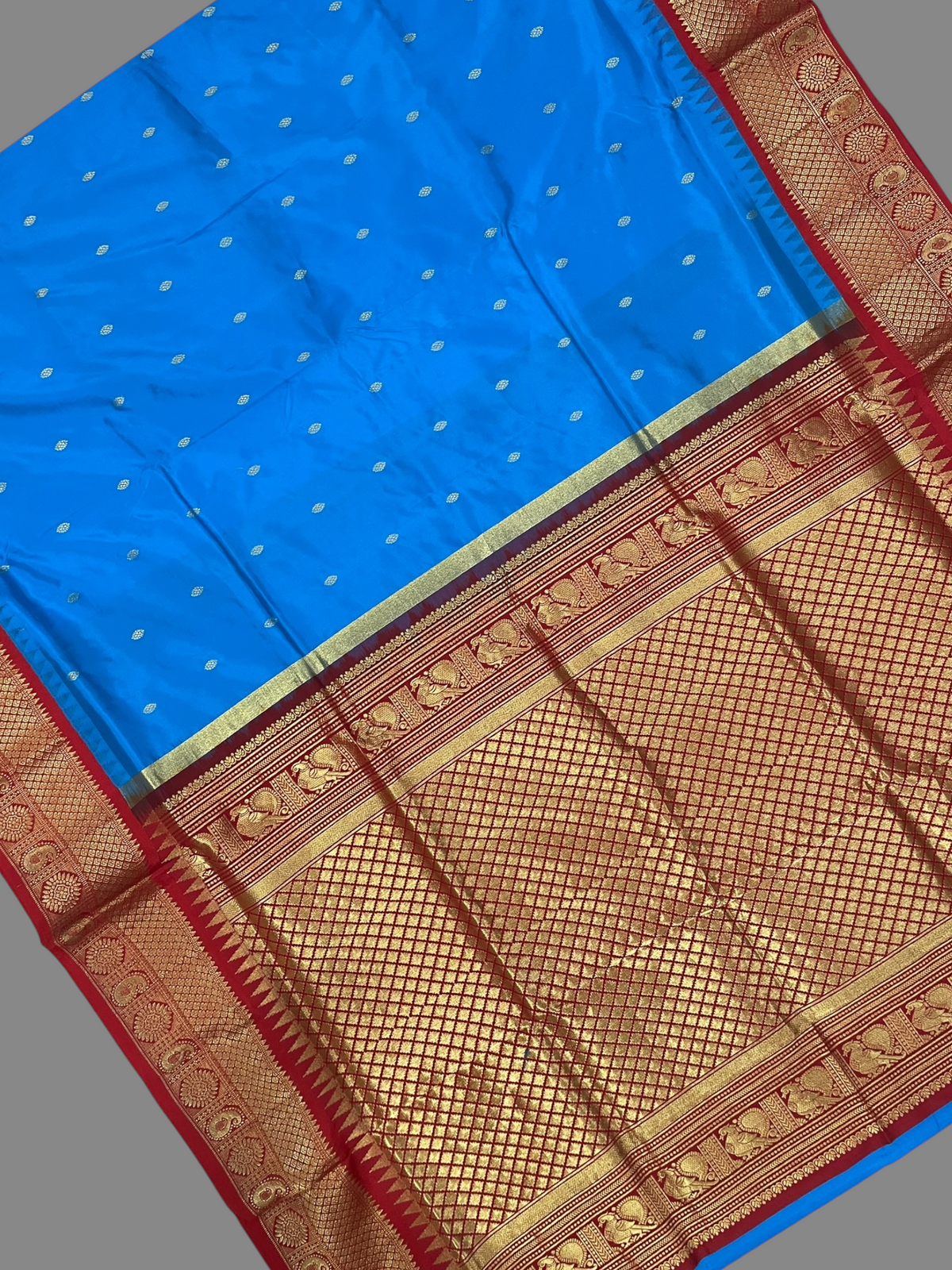 Sky Blue Pure Silk Saree | Diwali Exclusive