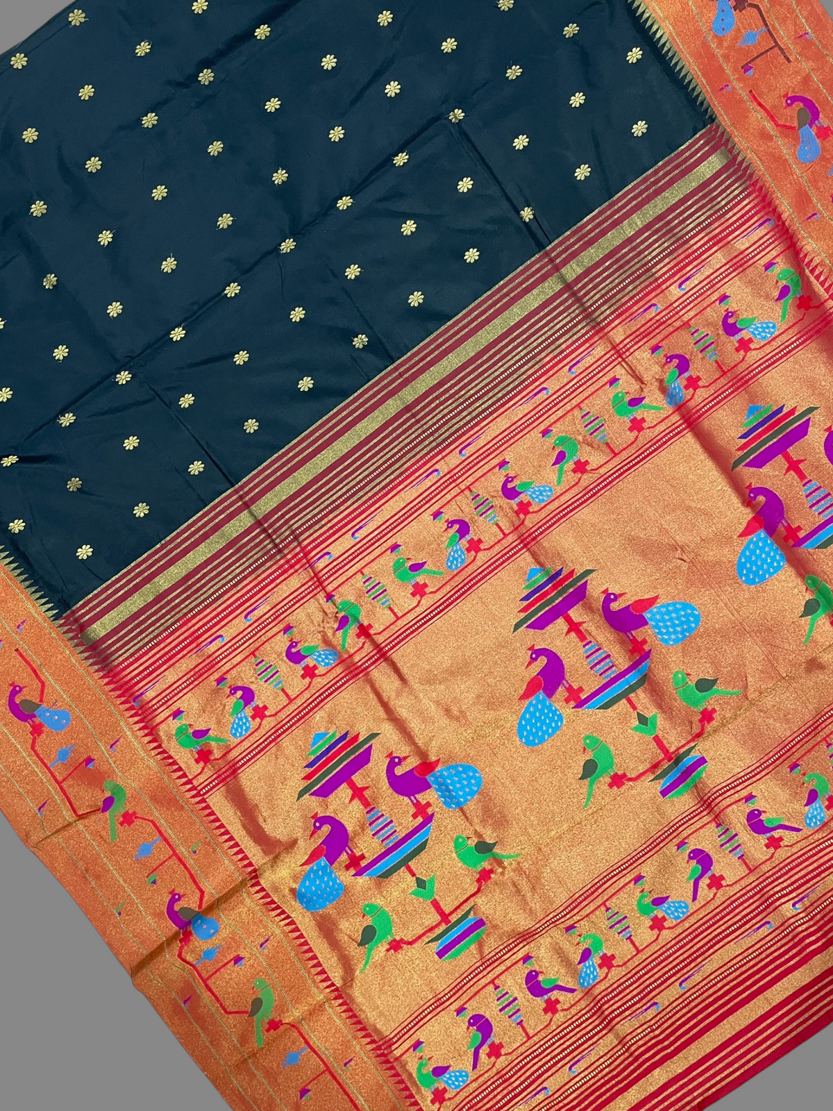 Obsidian Black Pure Silk Saree | Diwali Exclusive