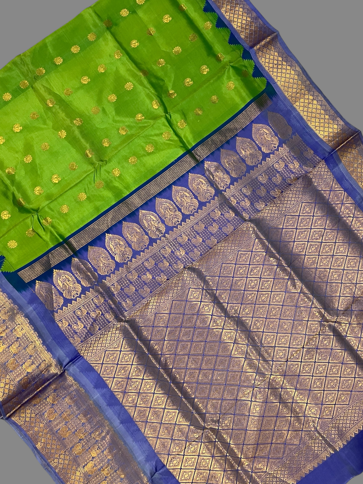 Parrot Green Pure Silk Saree | Diwali Exclusive