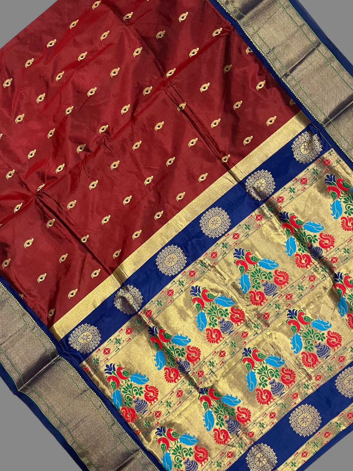 Paithani Luxury Maroon Pure Silk Saree | Navratri Exclusive