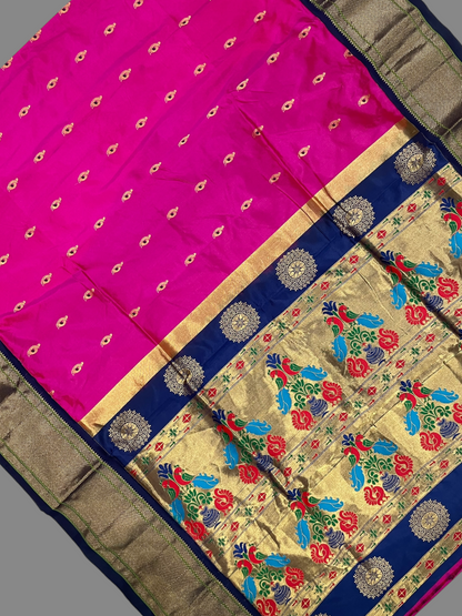 Paithani Deep Pink Pure Silk Saree | Navratri Exclusive