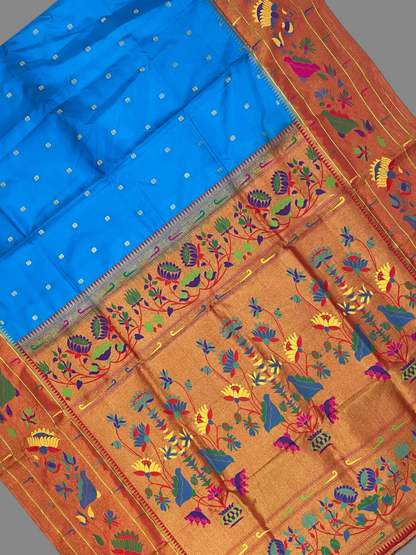 Sky Blue Meenakari Pure Silk Saree | Diwali Exclusive