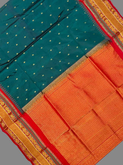 Peacock Teal Pure Silk Saree | Diwali Exclusive