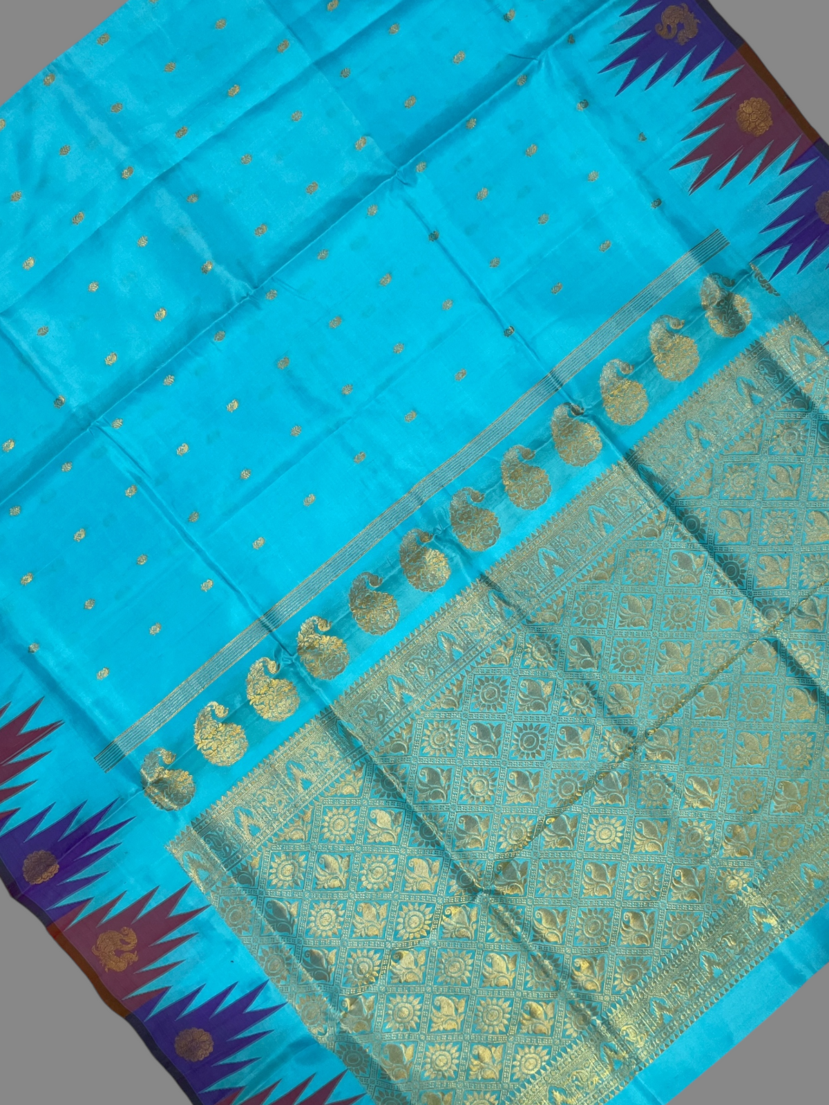 Cyan Blue Pure Silk Saree | Diwali Exclusive