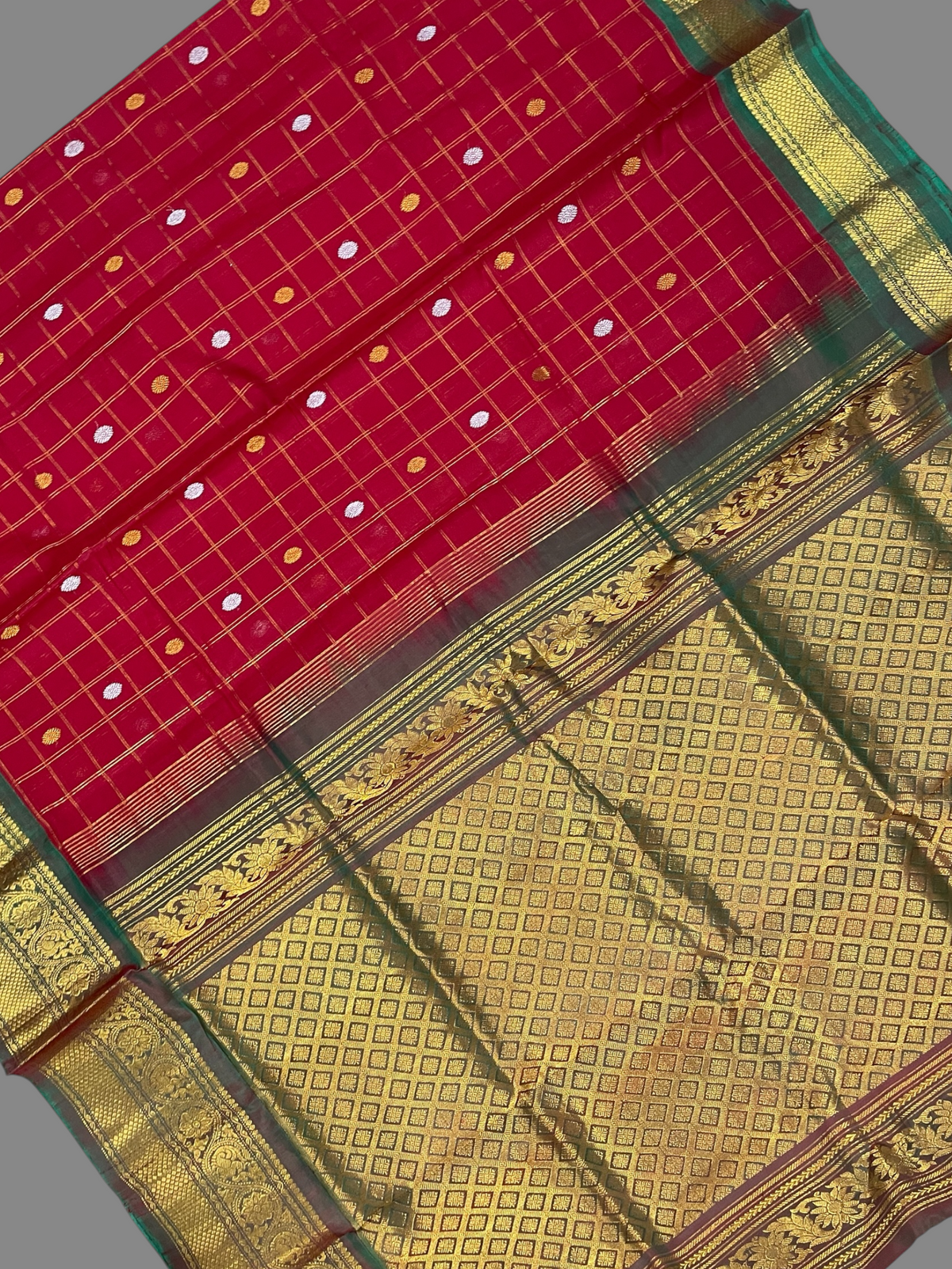 Crimson Red Sico Cotton Saree | Diwali Exclusive