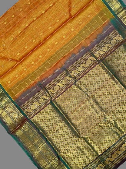 Golden Yellow Sico Cotton Saree | Diwali Exclusive