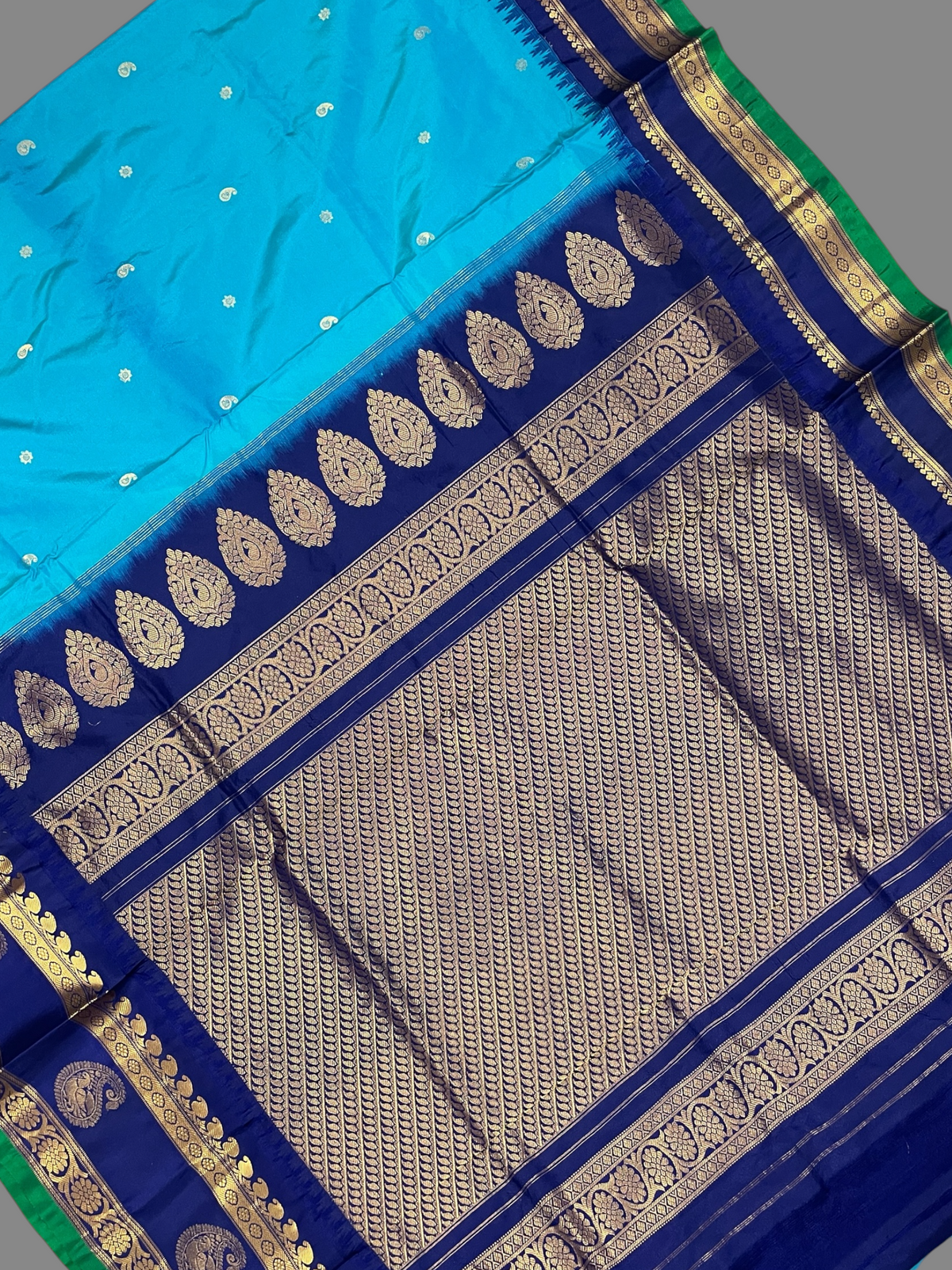 Turquoise Blue Pure Silk Saree | Diwali Exclusive
