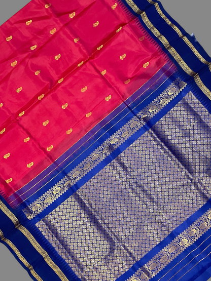 Crimson Red Pure Silk Saree | Navratri Exclusive