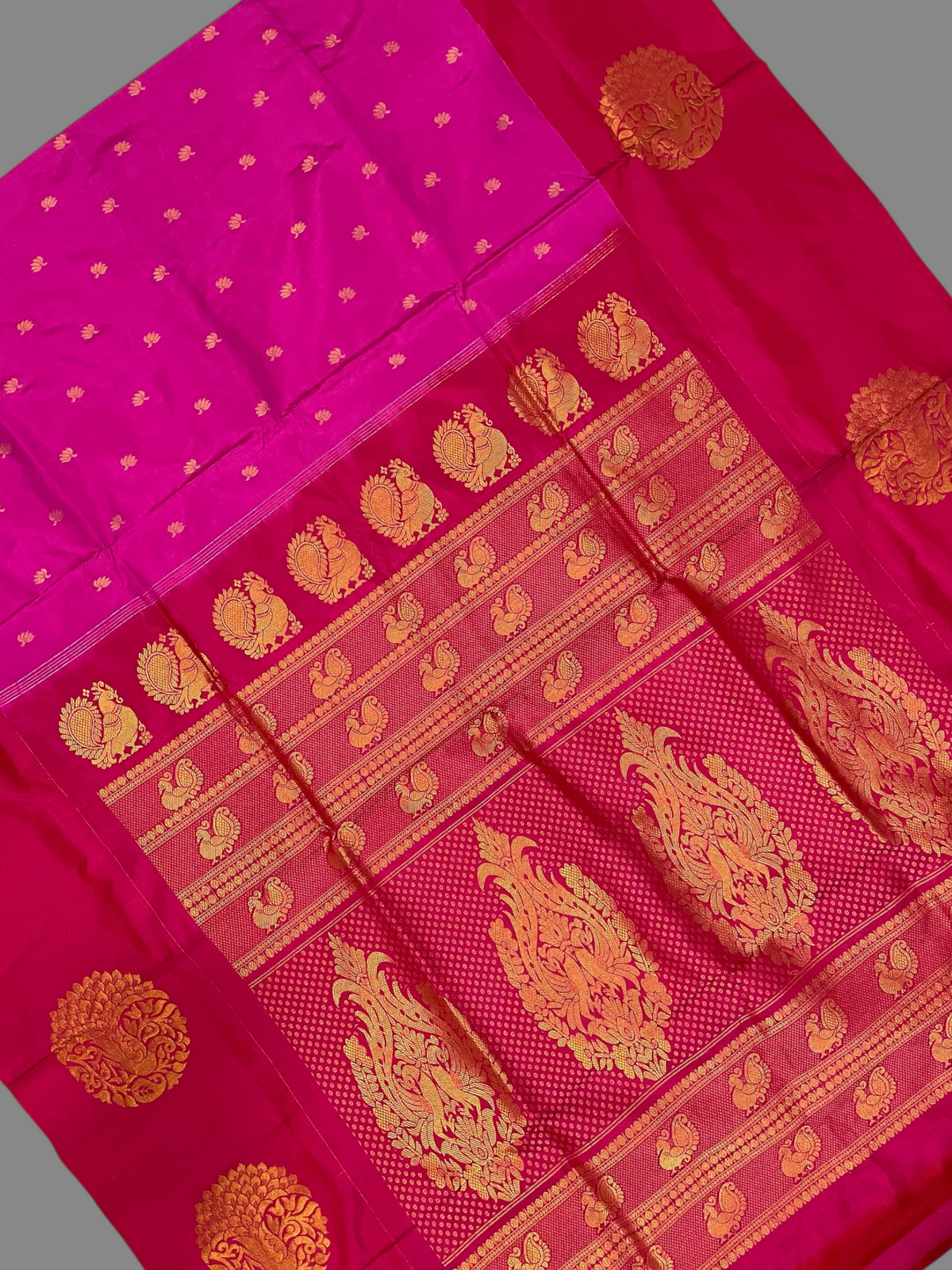 Rani Pink Pure Silk Saree | Navratri Exclusive