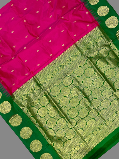 Rani Pink Pure Silk Saree | Diwali Exclusive