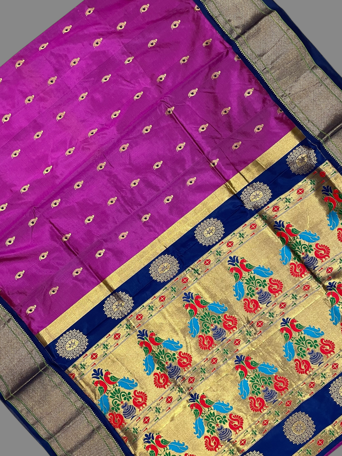 Paithani Wine Violet Pure Silk Saree | Navratri Exclusive